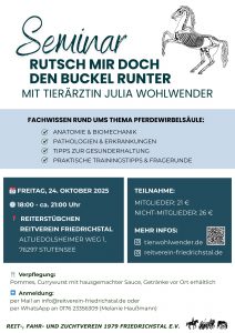 Seminar mit Julia Wohlwender - Tierärztin und Pferdeosteopathin